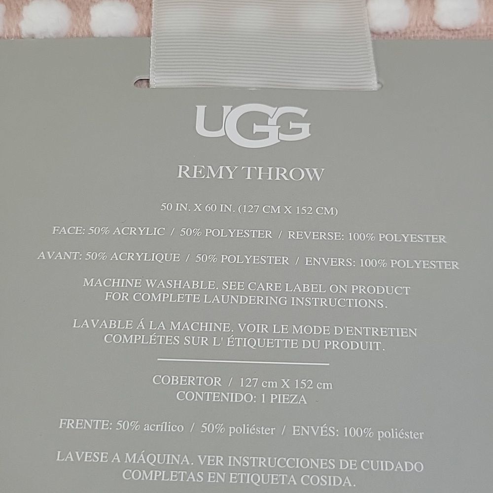 NEW UGG polka dot sherpa NEUTRAL COLOR Remy Throw cozy gift warm blanket NWT - Picture 3 of 7